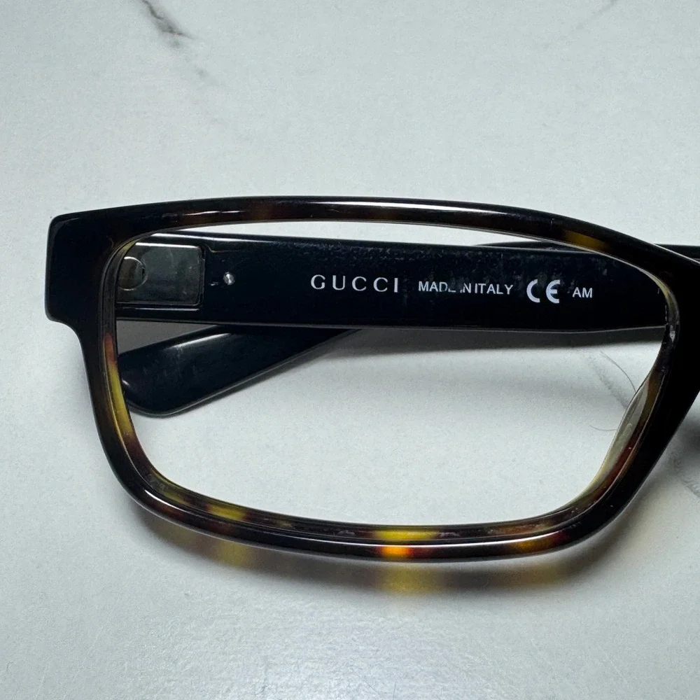 Gucci GG 1651 TRD 135 Dark Tortoise Shell Rectangular Eyeglass Frames Italy